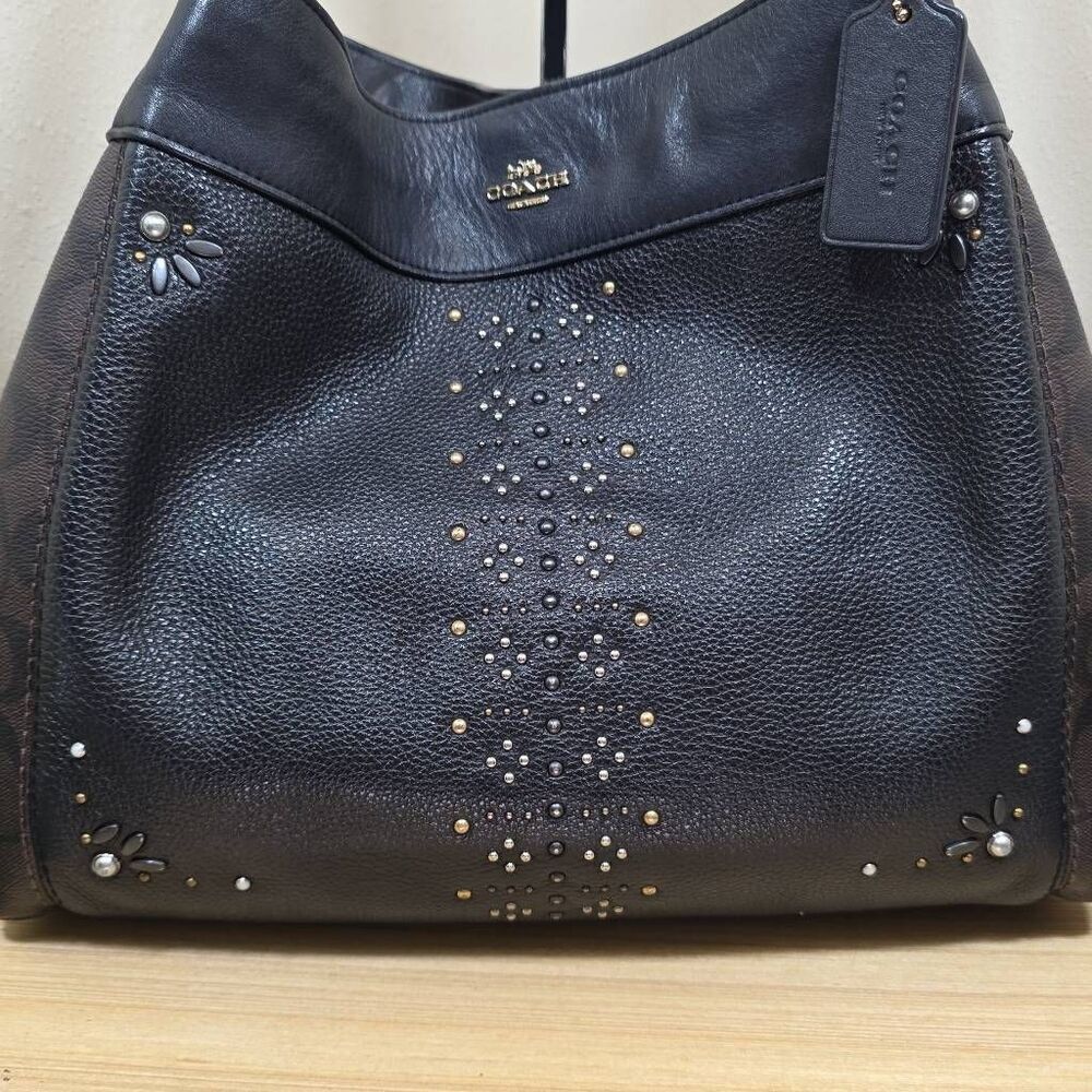 Coach Lexy Shoulder Bag with Rivets + Matching Wallet - Picture 3 of 15